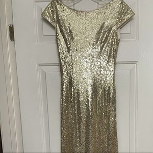 Gold sequin bridesmaid gown